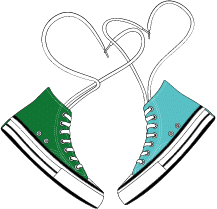 Coulee Region Youth Action Board logo with a green and blue sneaker and shoe laces in the shape of a heart